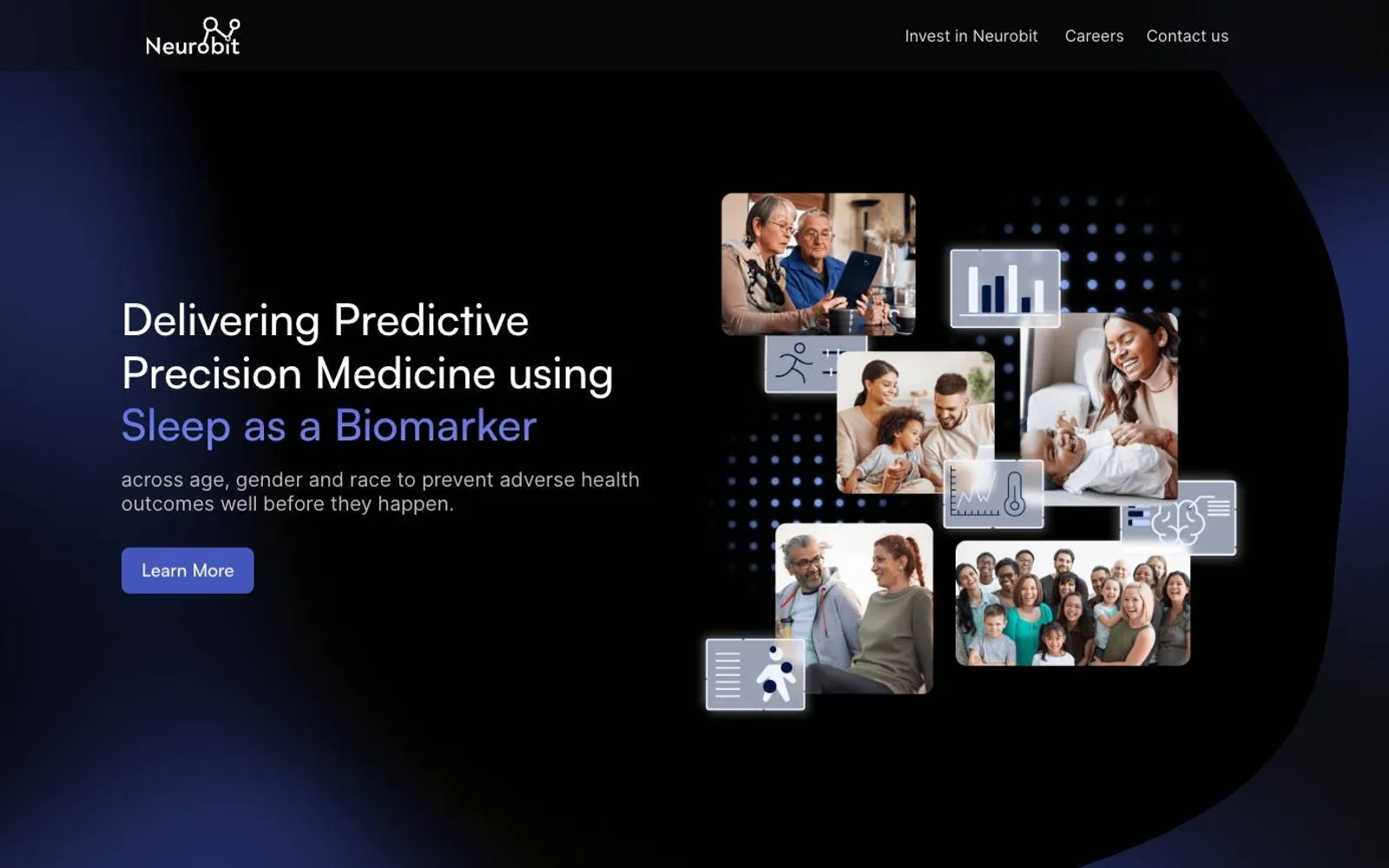The Neurobit homepage, a health analytics platform site built by WebWorks.